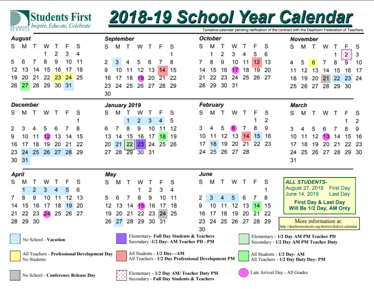 2018-19 School Year Calendar | Maples Elementary School