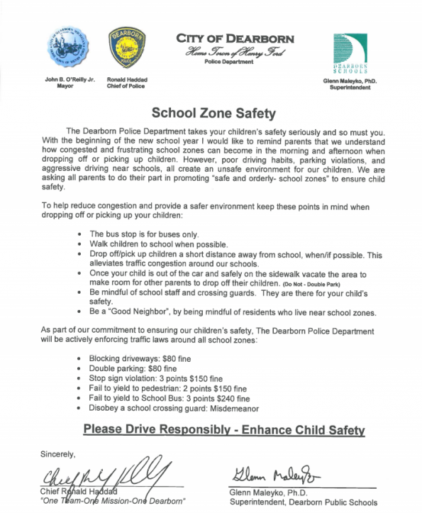 School Safety Zone Maples Elementary School
